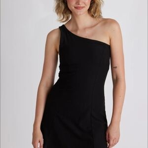 Outdoor Voices Black One-Shoulder Dress